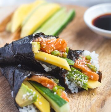 Salmon and Mango Sushi Hand Roll - Savoured Kitchen